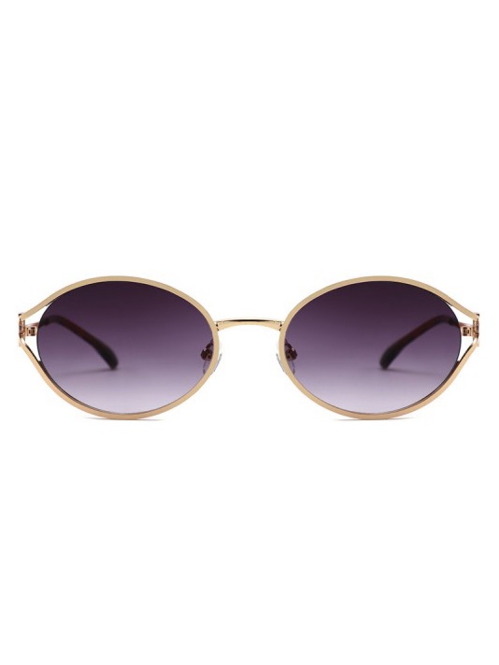 Gold Frame Oval Sunglasses with Gradient Purple Lenses